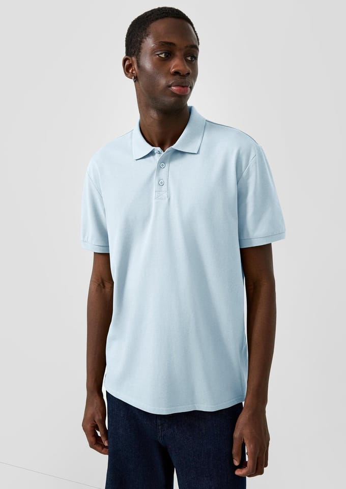 Polo met ribbels aan de mouwen en zijsplitten QS