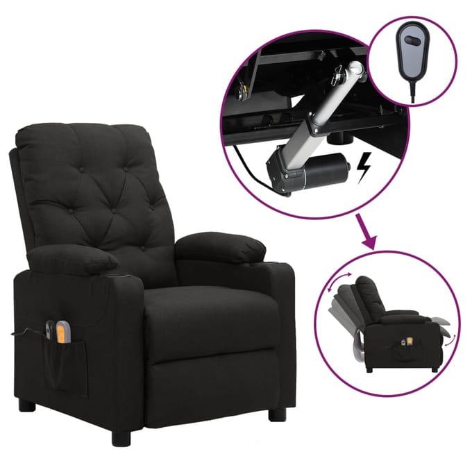 vidaXL - Massagestoel - elektrisch - stof - zwart