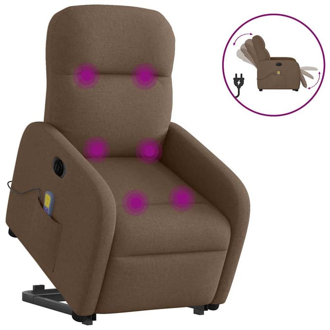 vidaXL - Sta-op-massagestoel - elektrisch - verstelbaar - stof - bruin