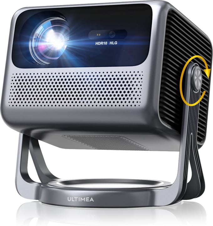 ULTIMEA Smart Beamer - 4K-ondersteuning Android TV 14.0 met Netflix, Full HD 1920x1080P, 90° Gimbal, 5G WiFi - Projector