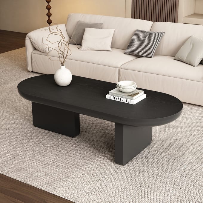 Sweiko Ovale salontafel - MDF - 119.7 × 49.8 × 35.5 cm - Zwart