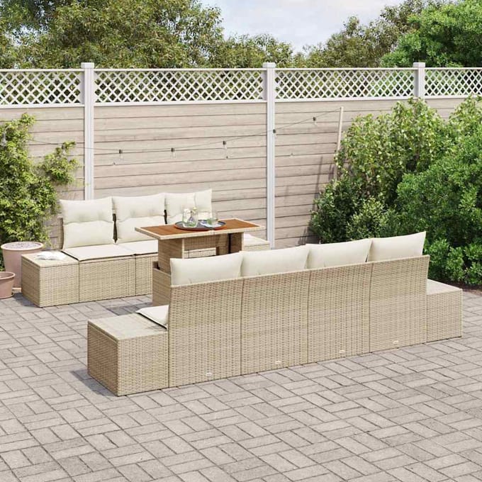 vidaXL - Tuinbank - Set - 8 - st - Beige - poly - rattan