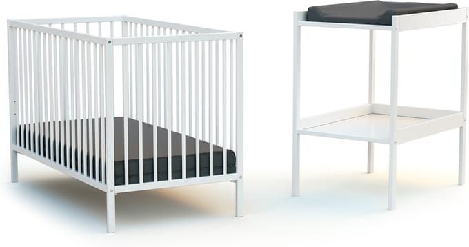 WEBABY Babykamerbed en luiertafel in hout Wit MILO