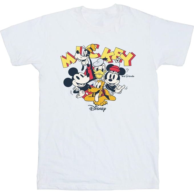 Disney Heren Mickey Mouse Groep T-Shirt (Wit)