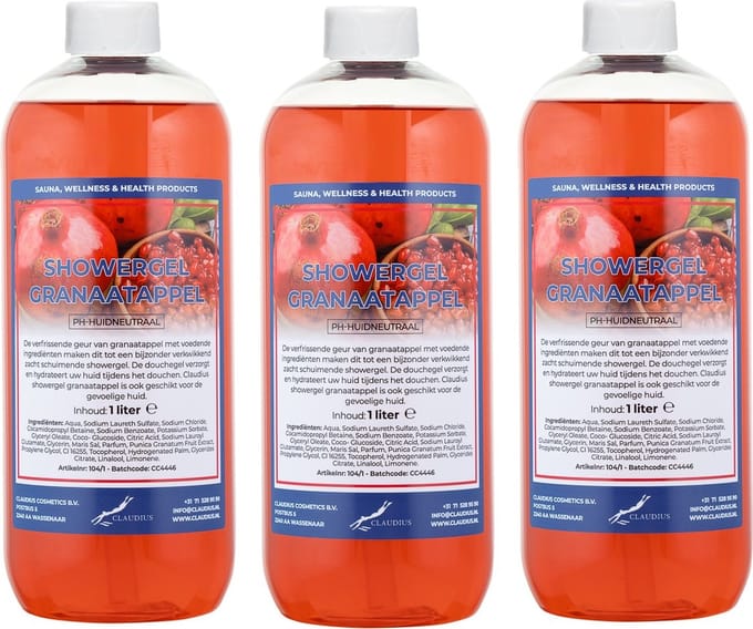 Claudius Douchegel Granaatappel 1 liter - set van 3 stuks - Showergel