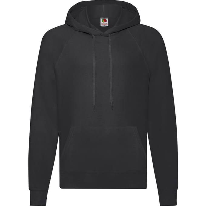 Fruit of the Loom Heren Lichtgewicht Pullover Hoodie (Zwart)