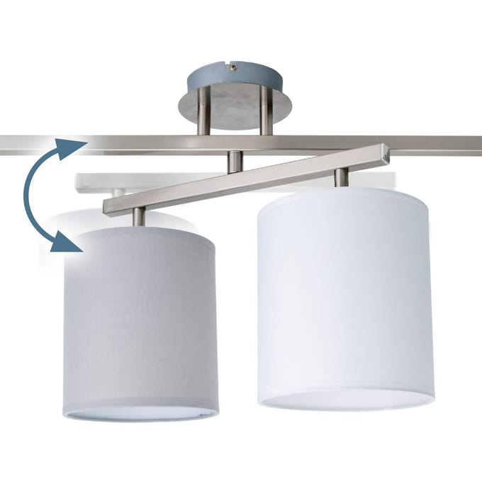 Näve Plafondlamp Tilde, vier stoffen kappen, grijs/wit