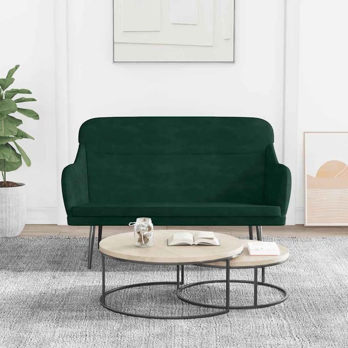 vidaXL - Bankje - 110x76x80 - cm - fluweel - donkergroen