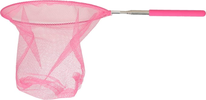 Ibergarden Schepnet/visnet/vlindernet - Uitschuifbaar - roze - van 38 cm tot 75 cm