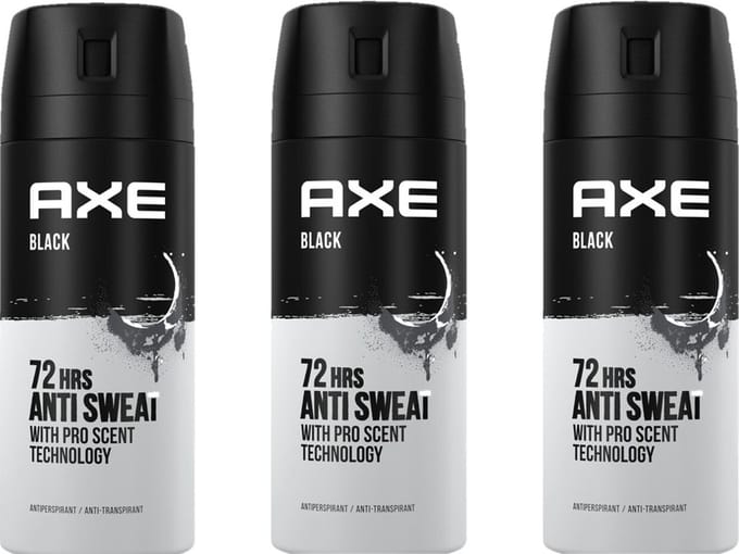 Axe Deospray - Dry Black- Deodorant - 150 ml - Voordeelverpakking 3 stuks