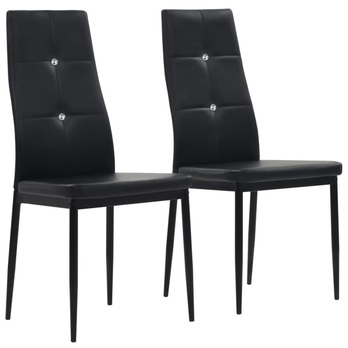 vidaXL - Eetkamerstoelen - 2 - st - kunstleer - zwart