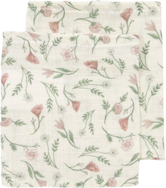 Hydrofiele doeken pre-washed Flower Multicolour 20x17cm - 2-pack