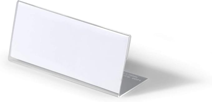 Tafelnaambord - Naamplaat Bureau - Professioneel Presenteren - L-vormige standaard - 61 x 150 mm - Transparant