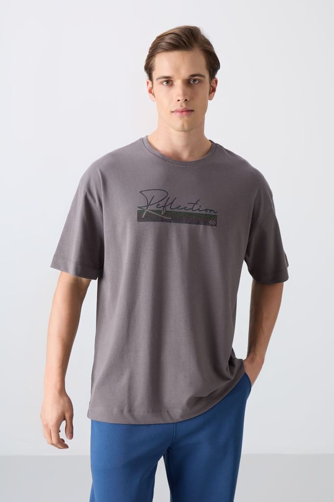 Oversized Gedrukte Katoenmix T-Shirt
