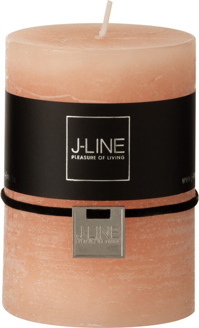 J-Line cilinderkaars - perzik - 39U - medium - 6 stuks