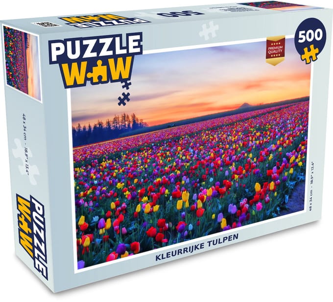 Puzzel Tulpen - Regenboog - Horizon - Legpuzzel - Puzzel 500 stukjes