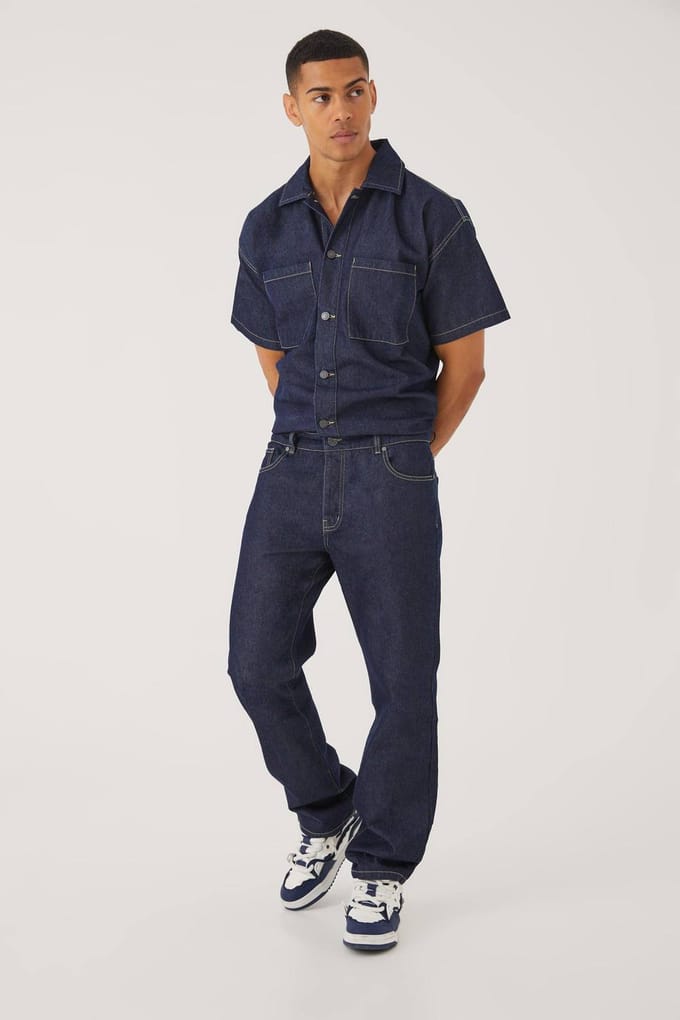 Relaxed Fit Denim Jumpsuit | Indigo | Size XS