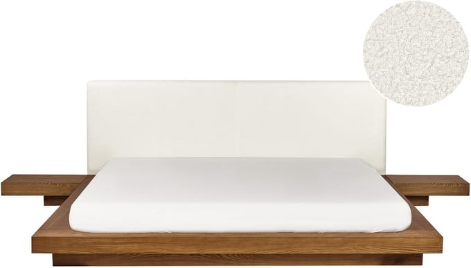 ZEN - Tweepersoonsbed - Lichthout - 180 x 200 cm - Bouclé