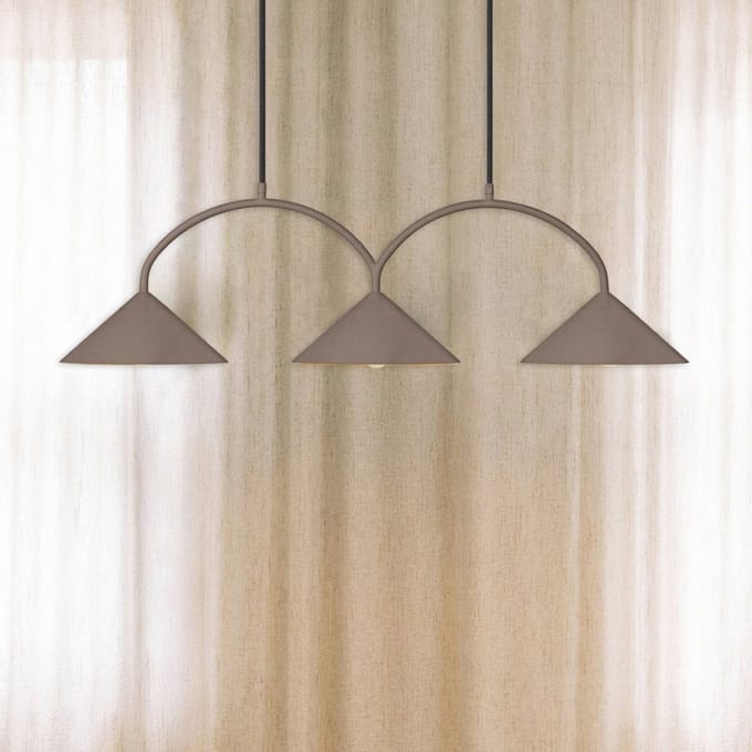 Globen Lighting hanglamp CURVE, lengte 95 cm, bruin, 3-lamps.
