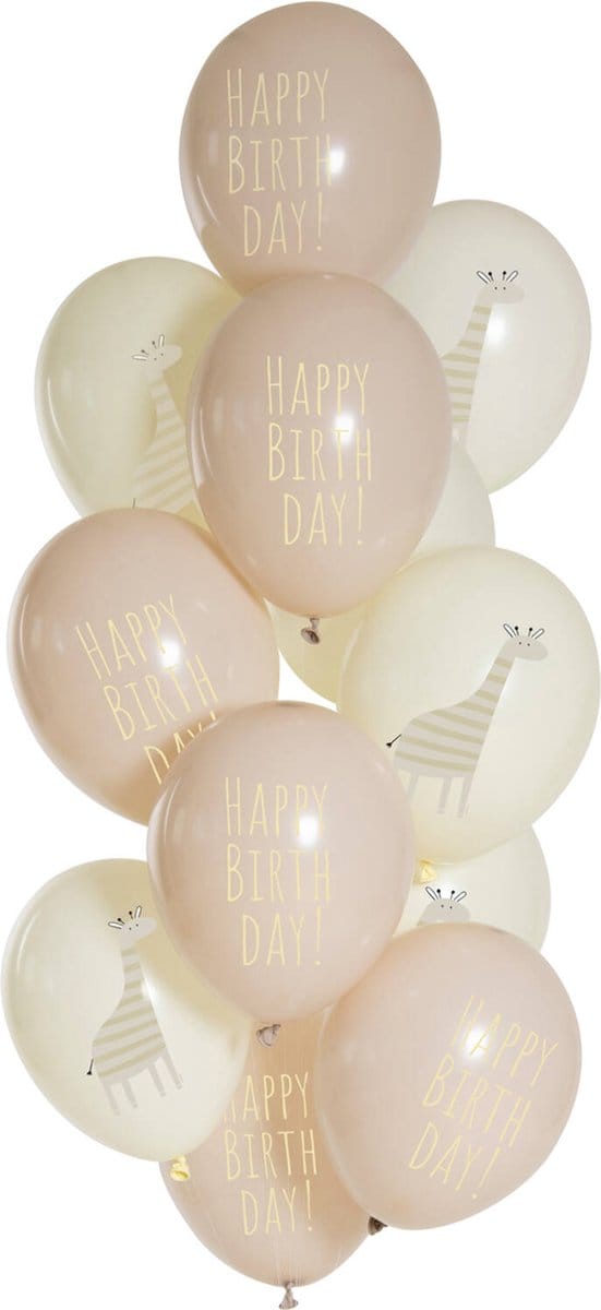 Folat - Ballonnen birthday giraffe (12 stuks - 33 cm)