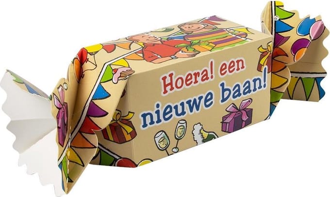 Kado/Snoepverpakking Feest - Nieuwe baan