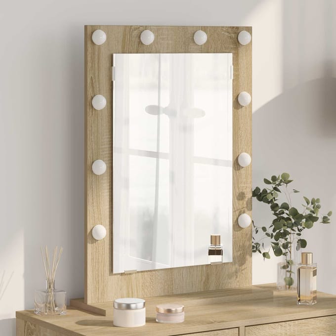 vidaXL - Make-up - Spiegel - Sonoma - Eik - 70 - x - 50 - x - 18 - cm - Rechthoekig
