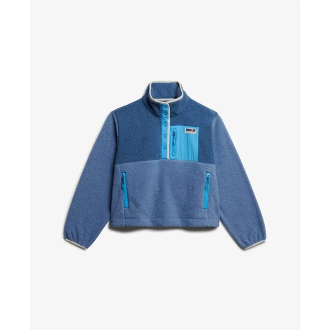 Superdry Colour Block Fleece Pullover Light Blue Grootte: 36