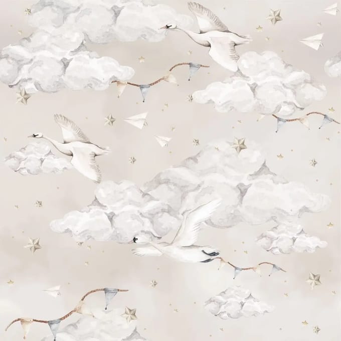 Baby behang Dekornik Magic Swans