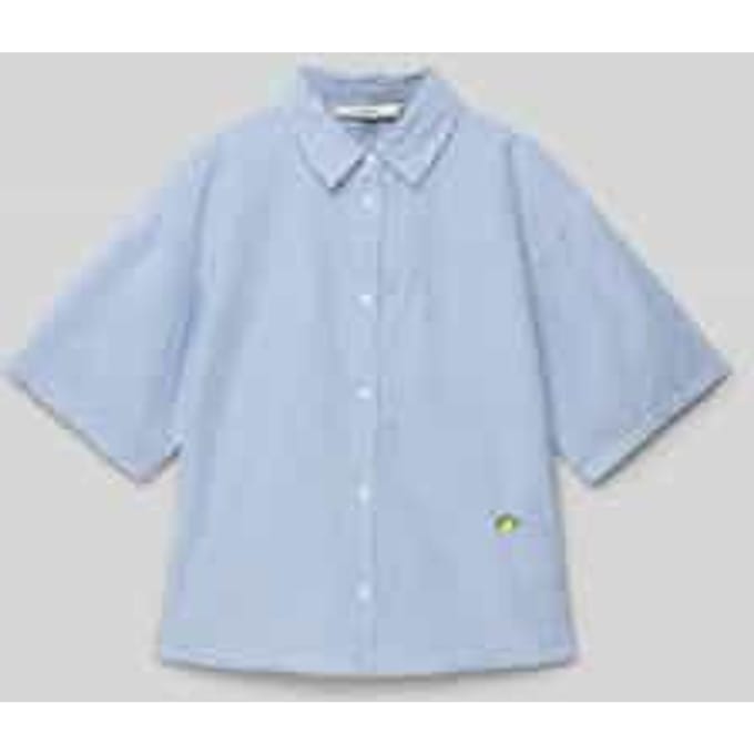 Overhemdblouse met extra brede schouders en logostitching