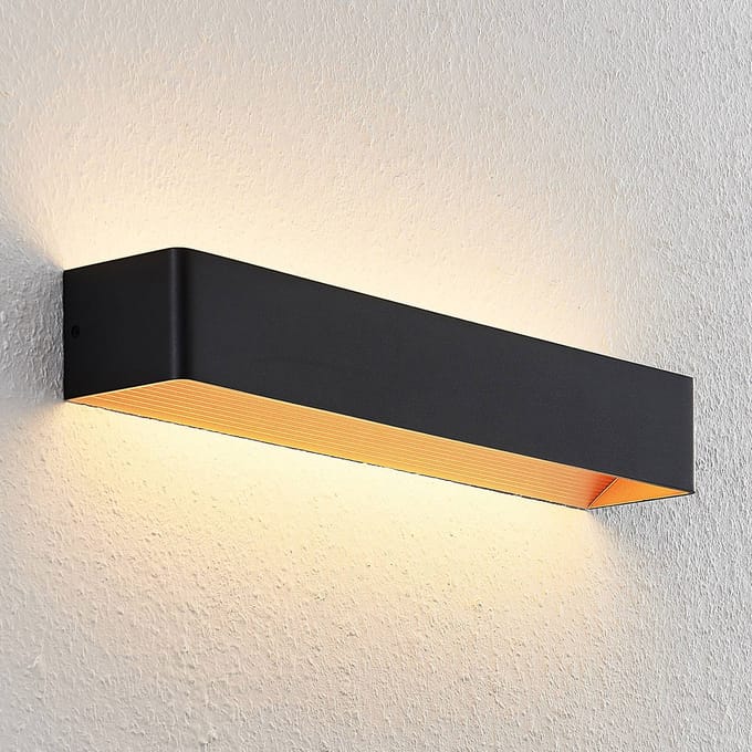 Arcchio LED wandlamp Karam, 53 cm, zwart, metaal, up/down