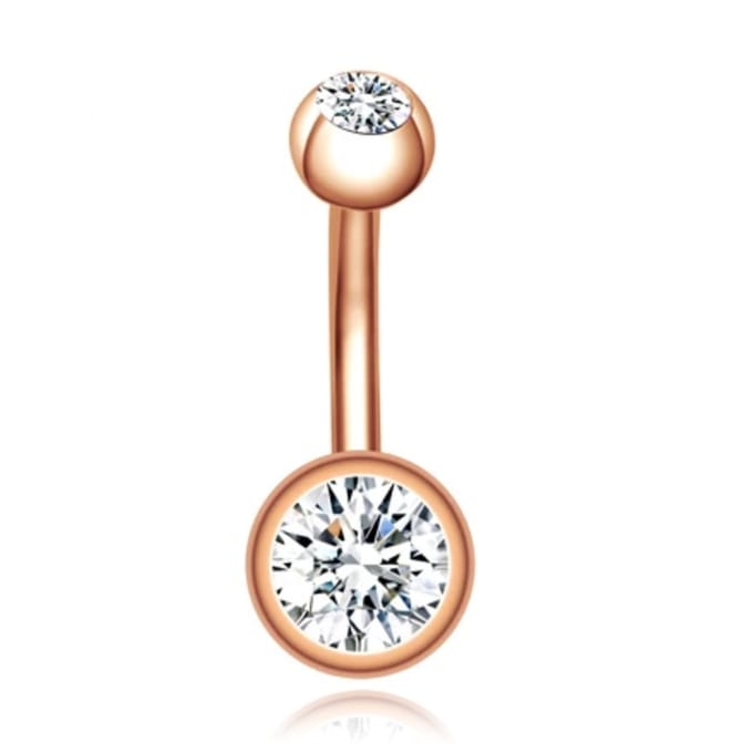 Chirurgisch Edelstaal Navelpiercing - Zirkonia - Rose