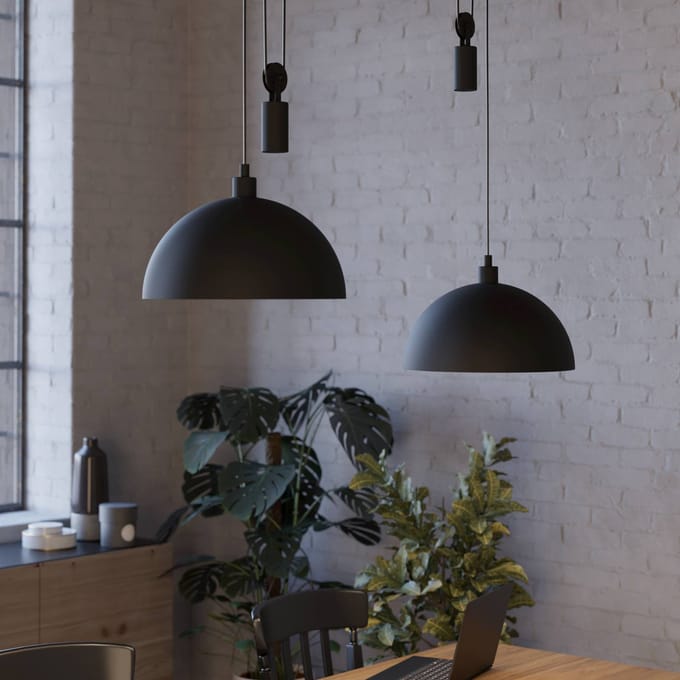 EGLO Winkworth hanglamp, zwart, lengte 118 cm, metaal, 2-lamps.