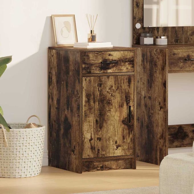 vidaXL - Dressoir - Rook - Eiken - 40 - x - 40,5 - x - 75 - cm - Bewerkt - hout