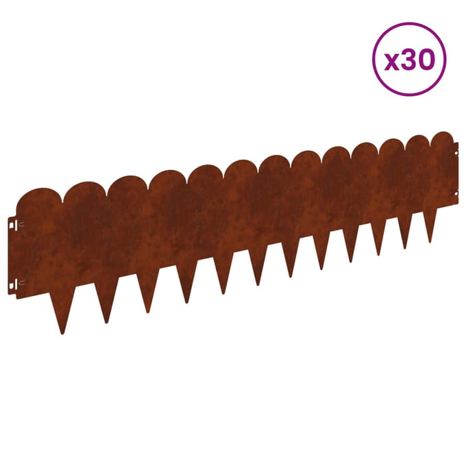 vidaXL - Gazonrand - 30 - st - 103 - x - 25 - cm - Staal - Roestig