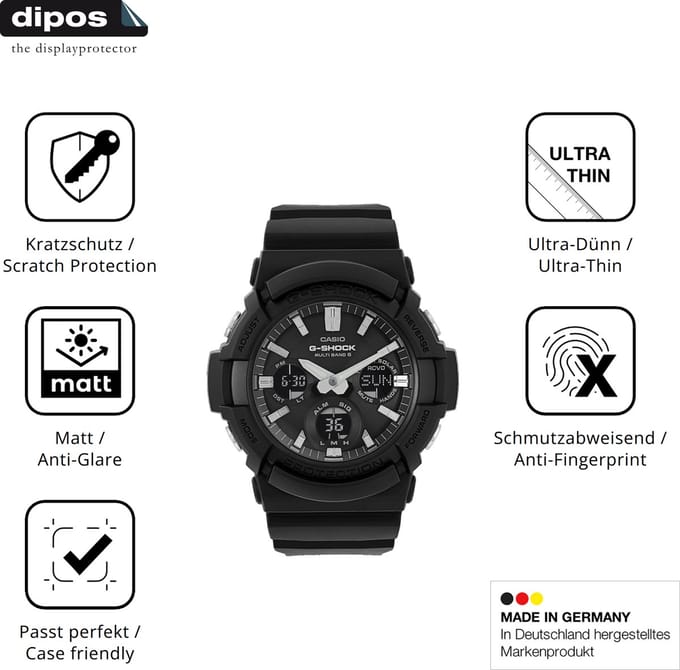 dipos – 6x Matte Beschermfolie geschikt voor Casio G-Shock GAW-100 | Krasbestendige & antireflecterende Screenprotector Ultra-Thin