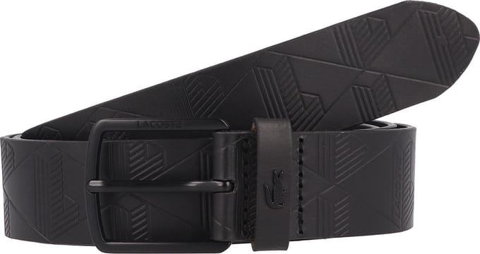LACOSTE Leren riem Monogramme Embossed Belt W100 Noir zwart