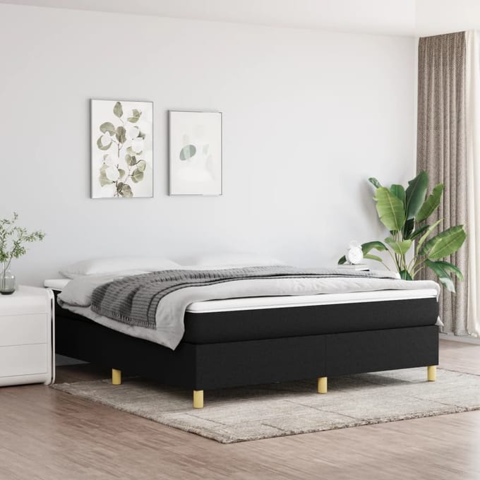 vidaXL - Boxspring - bed - stof - zwart - 180x200 - cm