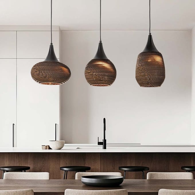 LumenXL 3-lichts hanglamp - karton Folia - zwart - bruin