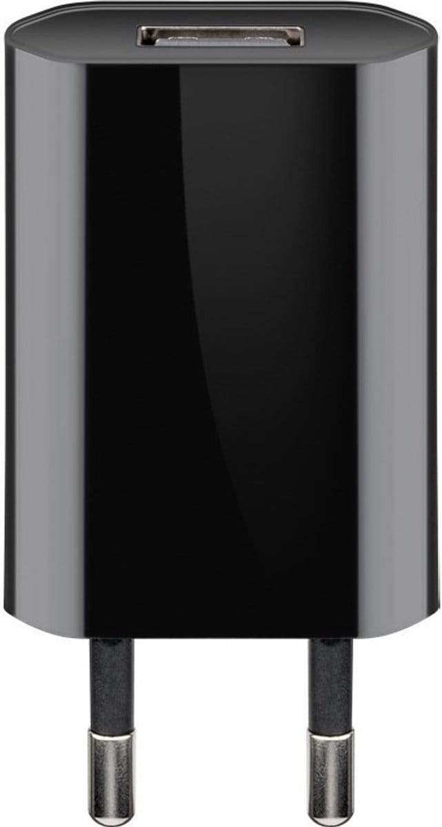 USB-A-adapter - USB-A-lader - 1 poorts - Slim - 1000mA - Zwart