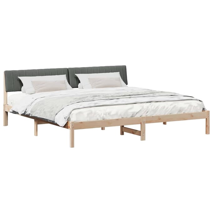 vidaXL - Bedframe - Bruin - en - donkergrijs - 200 - x - 200 - cm - Massief - grenenhout