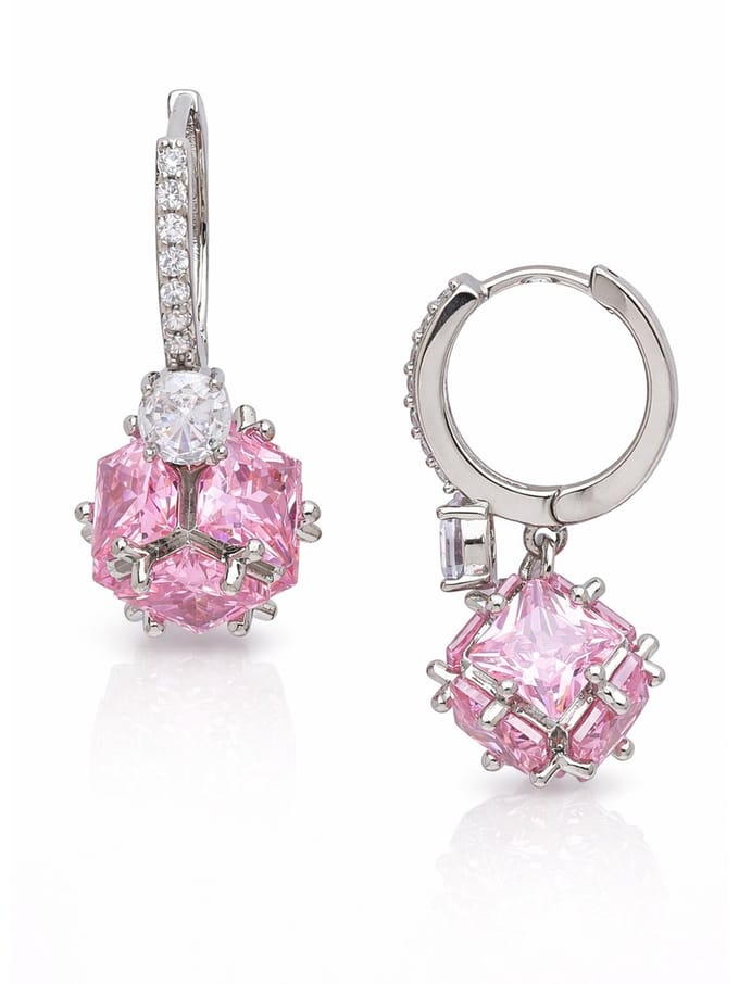 AVANT-GARDE PARIS Oorbellen Hoops met Kristal, Rhodium Plated, 2,8 cm, Leverback Sluiting
