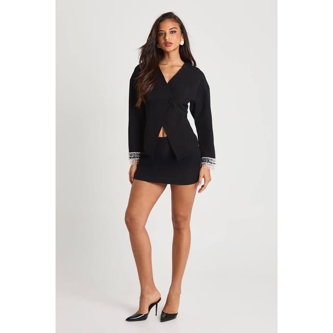 boohoo Dames Op maat gemaakte A-lijn mini-rok | Black | Maat: 16