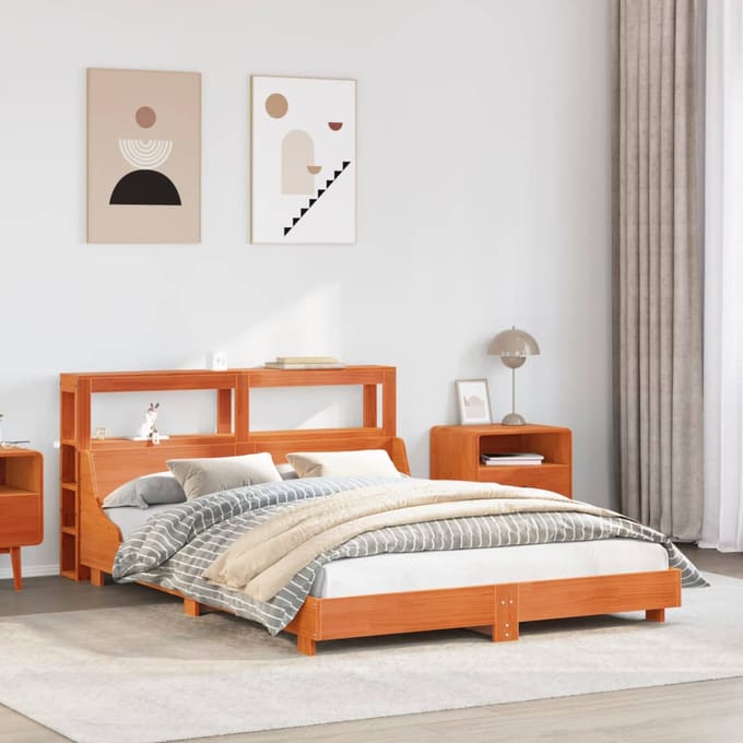 vidaXL - Bedframe - zonder - matras - massief - grenenhout - wasbruin - 140x200 - cm