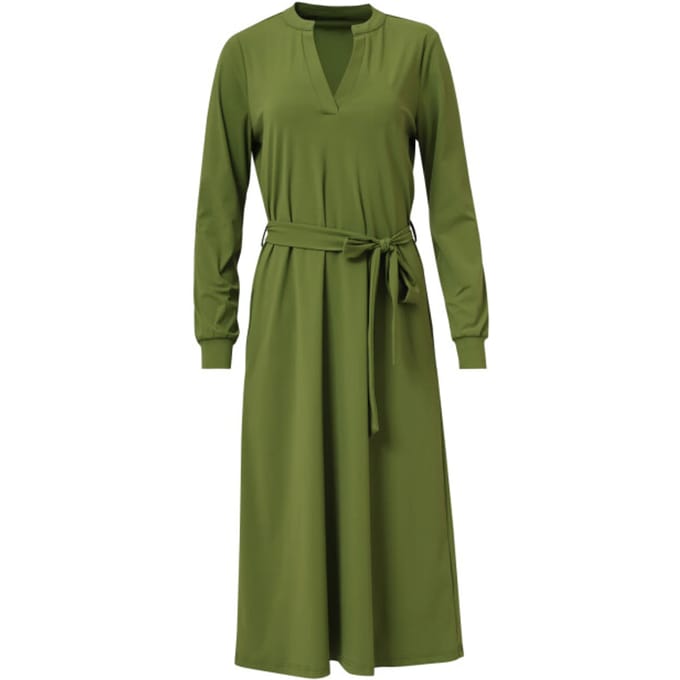 Smashed Lemon Damesgroene travelkwaliteit midi jurk |