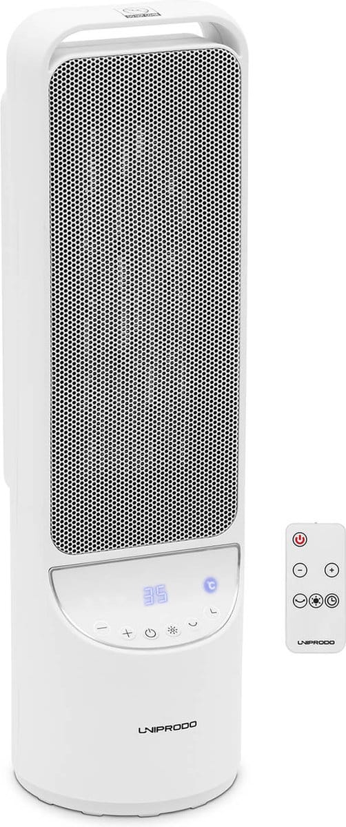 Elektrische ventilatorkachel - 1200/2000 W - draaibaar - wit - Uniprodo
