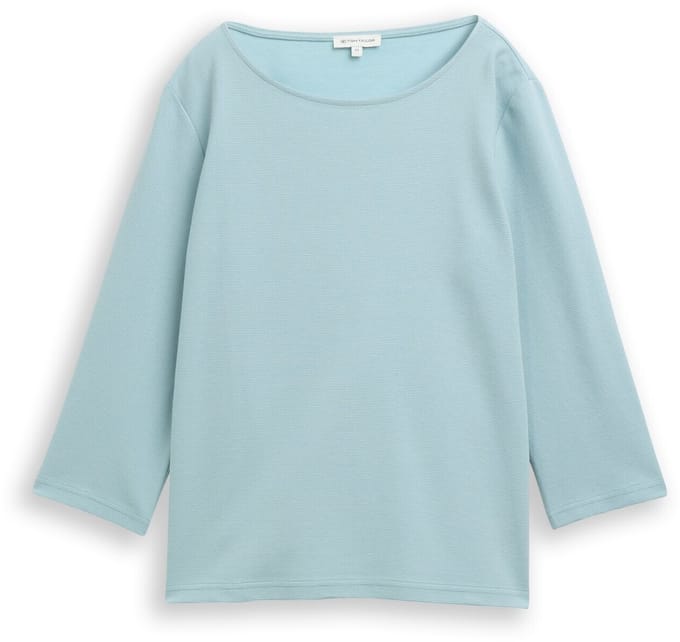 Tom Tailor - Shirt met lange mouwen met ottomanstructuur - Maat M - white moss