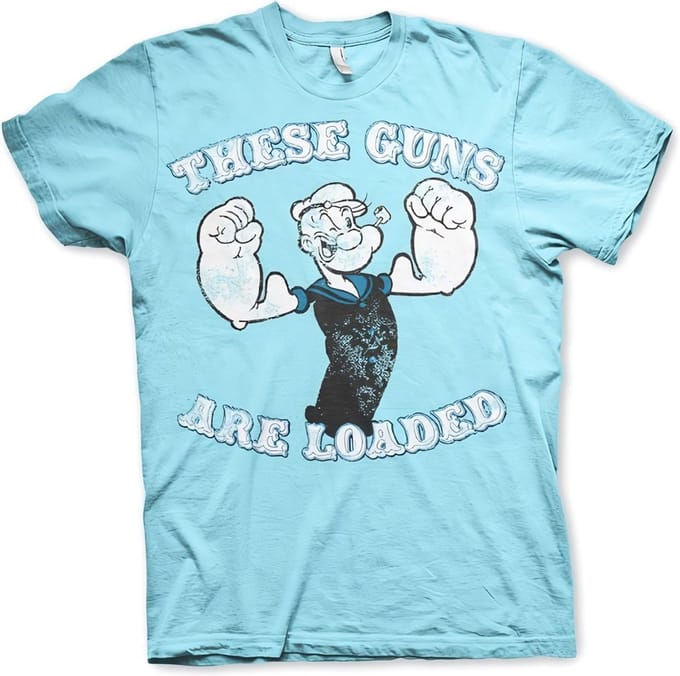 Popeye T-shirt 'These Guns Are Loaded' - Hemelsblauw