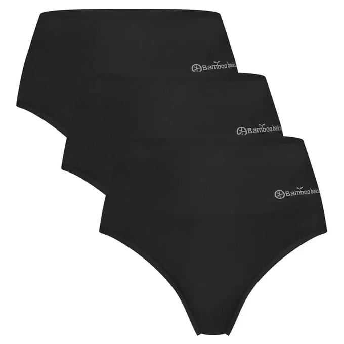Comfortabel & Zijdezacht Bamboo Basics Seamless High Waist Strings Zoey (3-pack) - Zwart - L