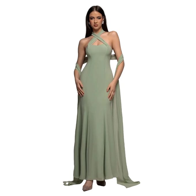 Mousseline Decolleté Jurk Dames Goddiva Maxi