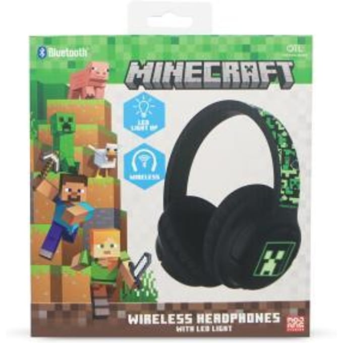 Minecraft - draadloze koptelefoon - led lights design - over-ear model - microfoon - 50 uur speeltijd